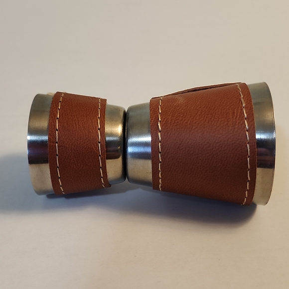 Leather Wraped Duel Shot Stainless Measuring Cup - Picture 2 of 3